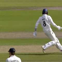 ‘I wonder if that’s has to be reported’ – Moment cricketer drops his PHONE while taking a run..