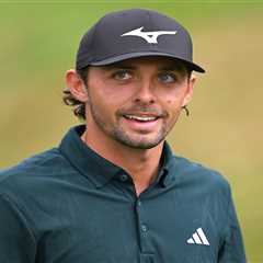Incredible moment golfer’s ball lands on fan’s BELLY as fans joke Ryder Cup hopeful should ‘play it ..