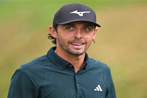Incredible moment golfer’s ball lands on fan’s BELLY as fans joke Ryder Cup hopeful should ‘play it ..